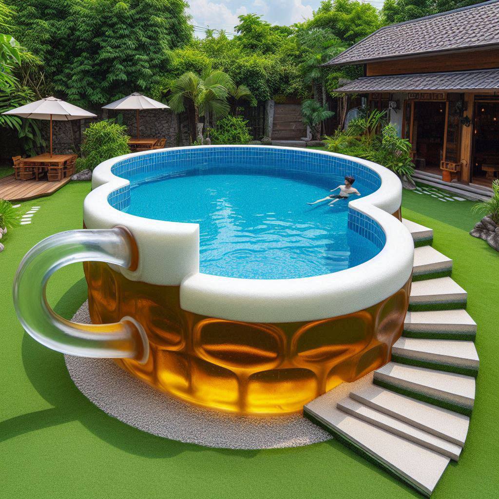 Dive into Summer Fun with a Beer Glass-Shaped Pool: The Ultimate Backyard Oasis