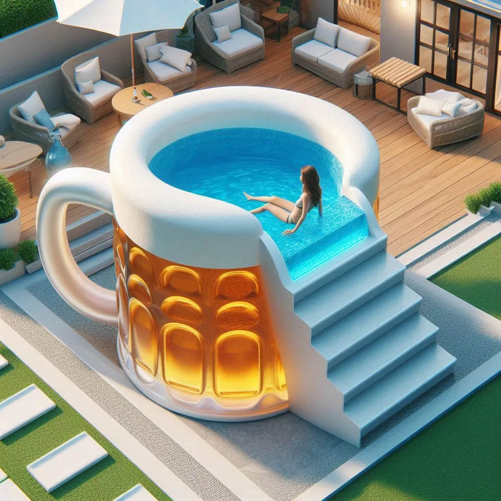 Dive into Summer Fun with a Beer Glass-Shaped Pool: The Ultimate Backyard Oasis