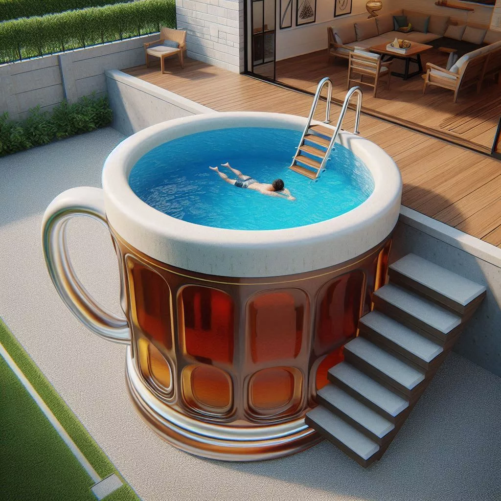 Dive into Summer Fun with a Beer Glass-Shaped Pool: The Ultimate Backyard Oasis