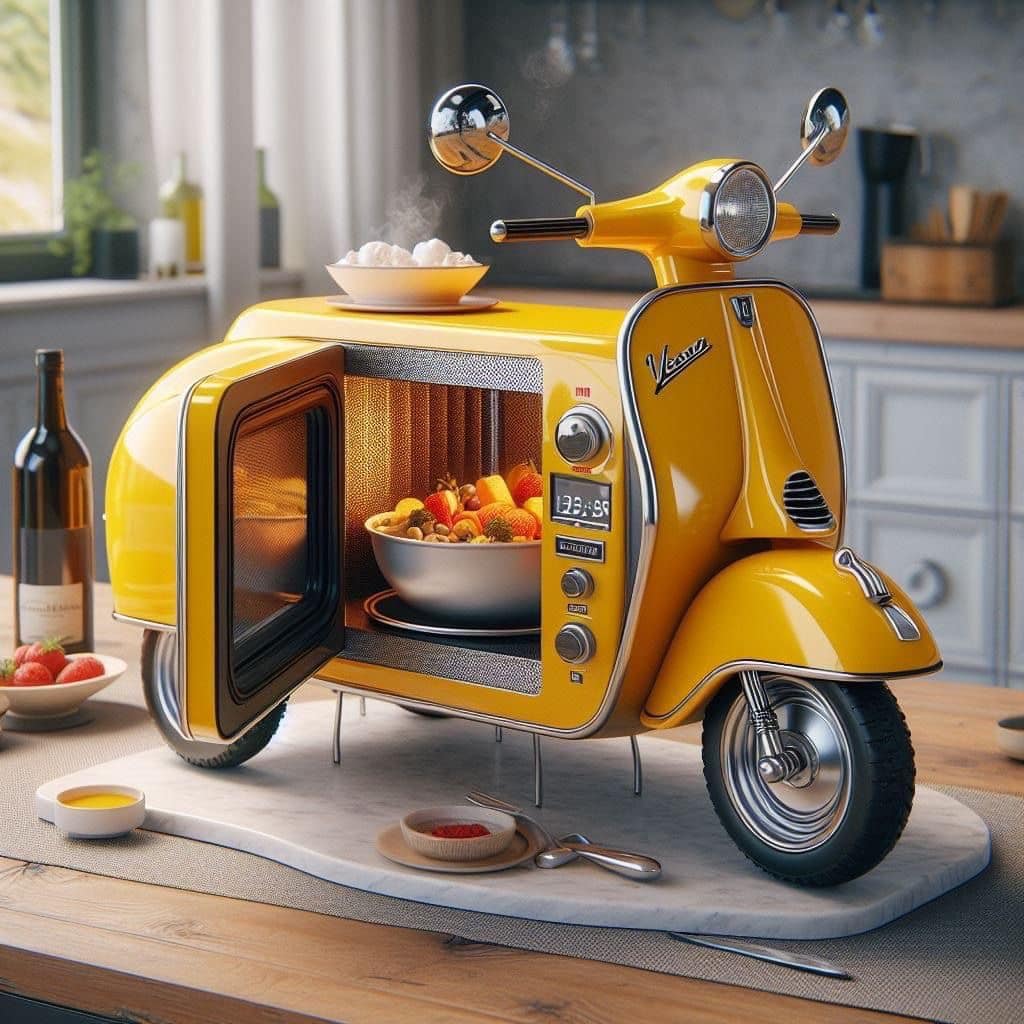 Vespa-Inspired Microwave: Infuse Your Kitchen with Retro Charm and Modern Convenience