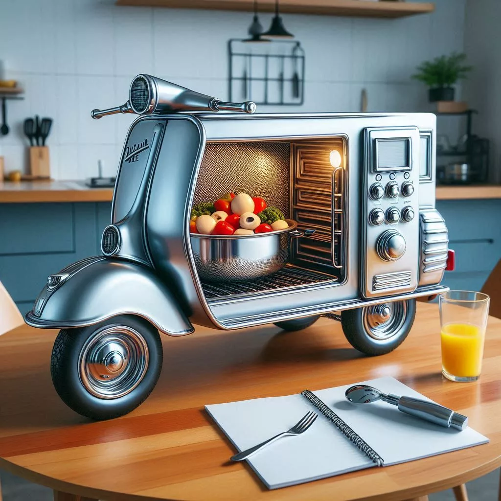 Vespa-Inspired Microwave: Infuse Your Kitchen with Retro Charm and Modern Convenience