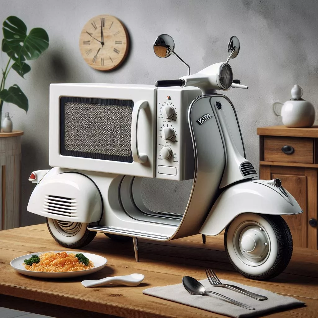 Vespa-Inspired Microwave: Infuse Your Kitchen with Retro Charm and Modern Convenience