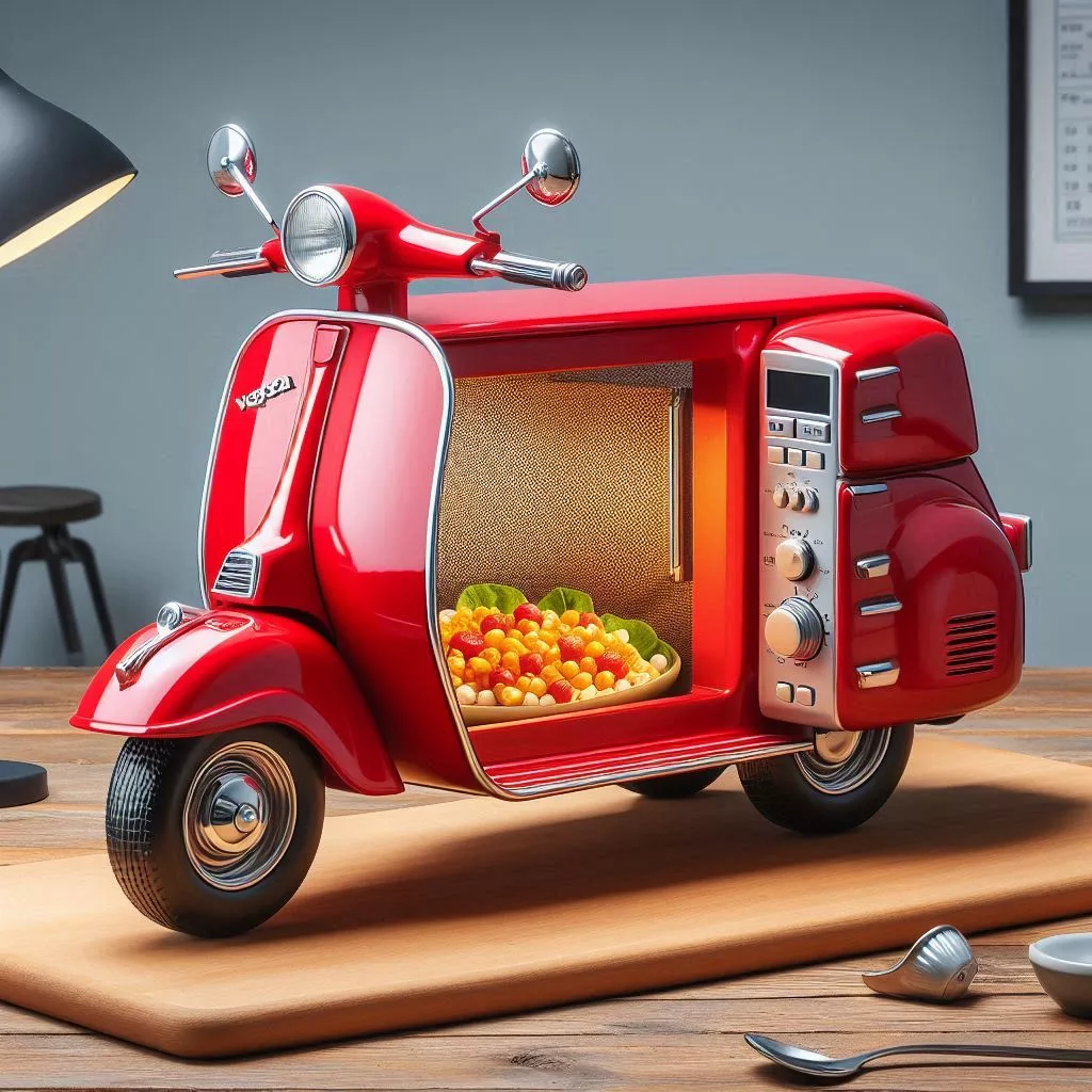 Vespa-Inspired Microwave: Infuse Your Kitchen with Retro Charm and Modern Convenience