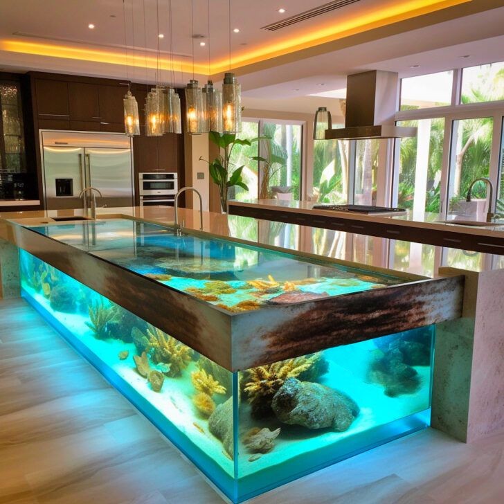 Aquarium Kitchen Island: Dive into Culinary Bliss with Underwater Elegance