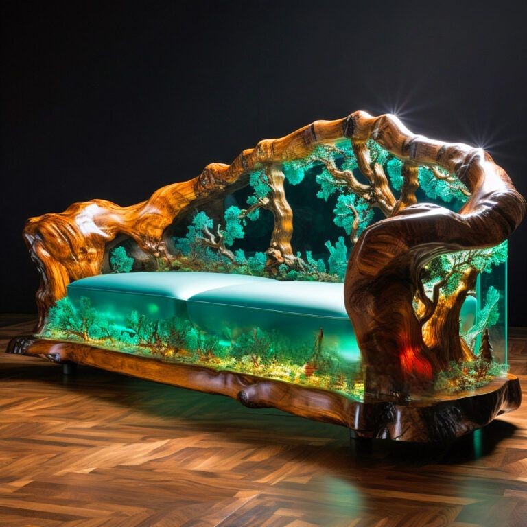 Nature and Cosmos-Inspired Wood and Epoxy Sofas!