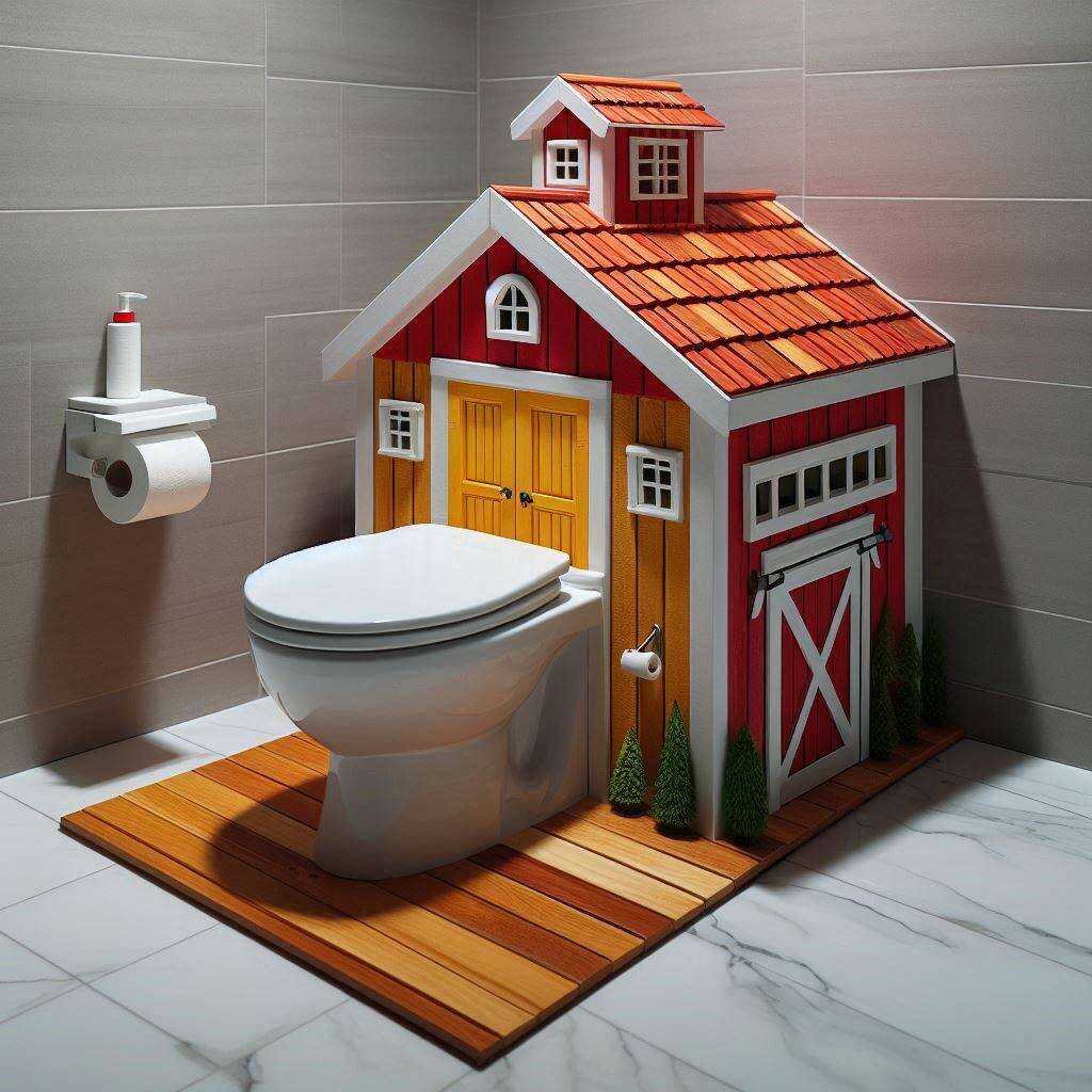 Rustic Charm Meets Modern Convenience: Discover the Barn Shaped Toilet