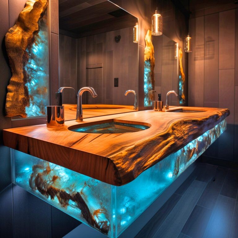 Wood, Crystal, and Epoxy Bath Counters: A Fusion of Natural Beauty and Modern Elegance