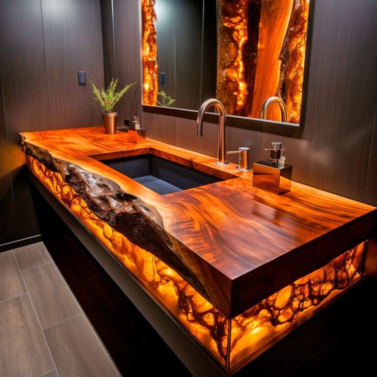 Wood, Crystal, and Epoxy Bath Counters: A Fusion of Natural Beauty and Modern Elegance