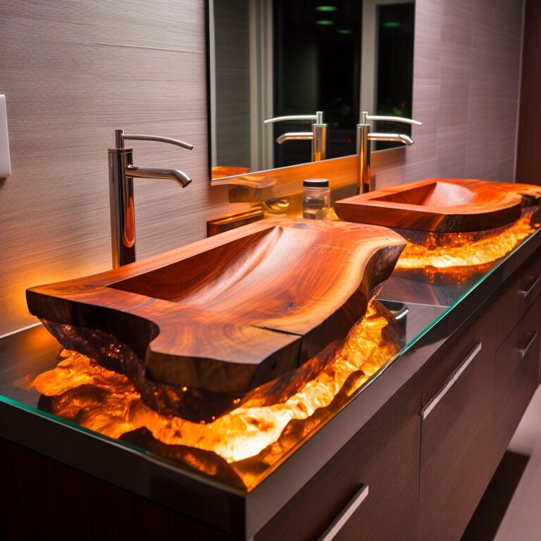 Wood, Crystal, and Epoxy Bath Counters: A Fusion of Natural Beauty and Modern Elegance