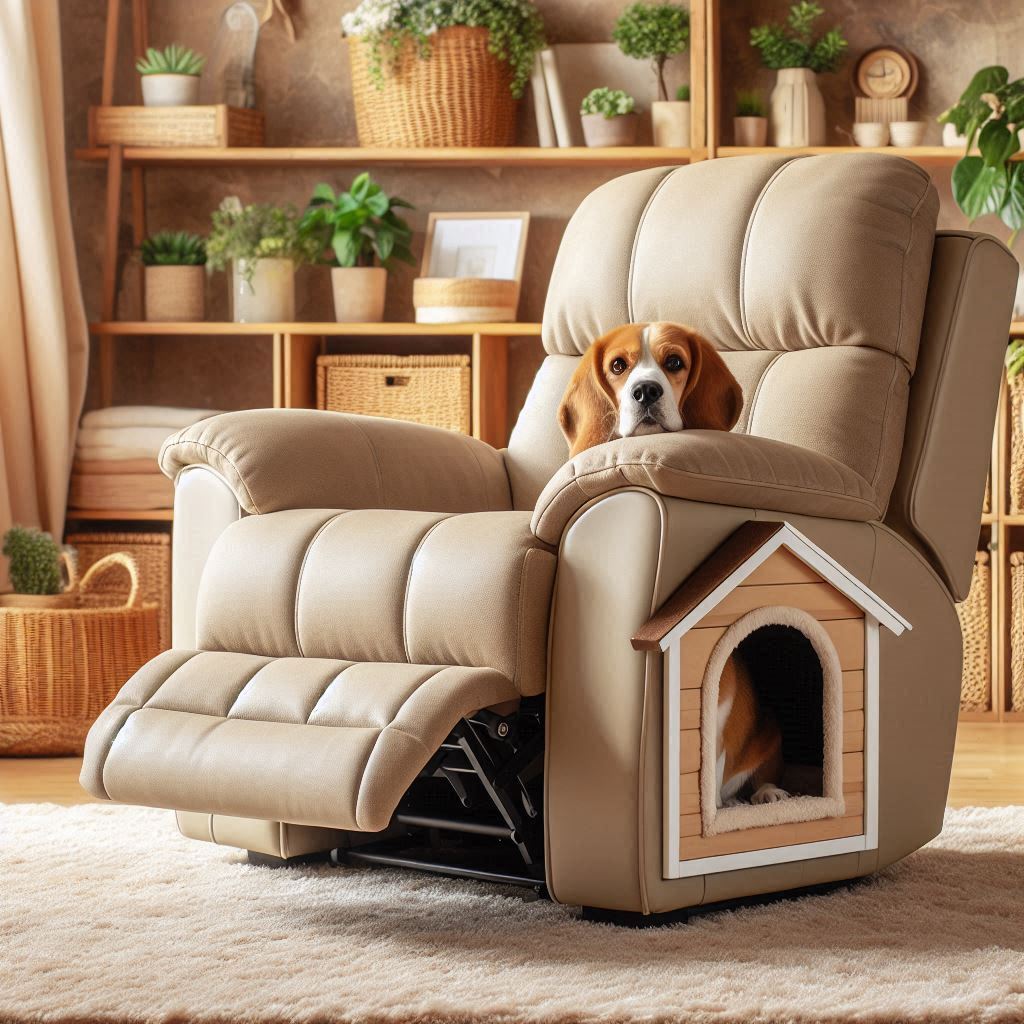  The idea of having recliners with built-in dog houses inside them is more than just a clever design; it's a reflection of the growing importance of pets in our lives and the desire to integrate their needs into our living spaces.