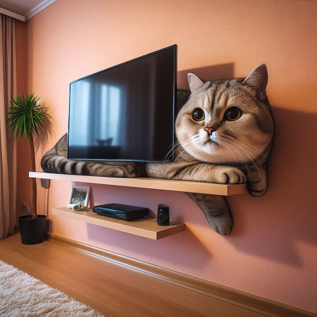 Purr-fectly Stylish: TV Shelves Inspired by Cat Shapes