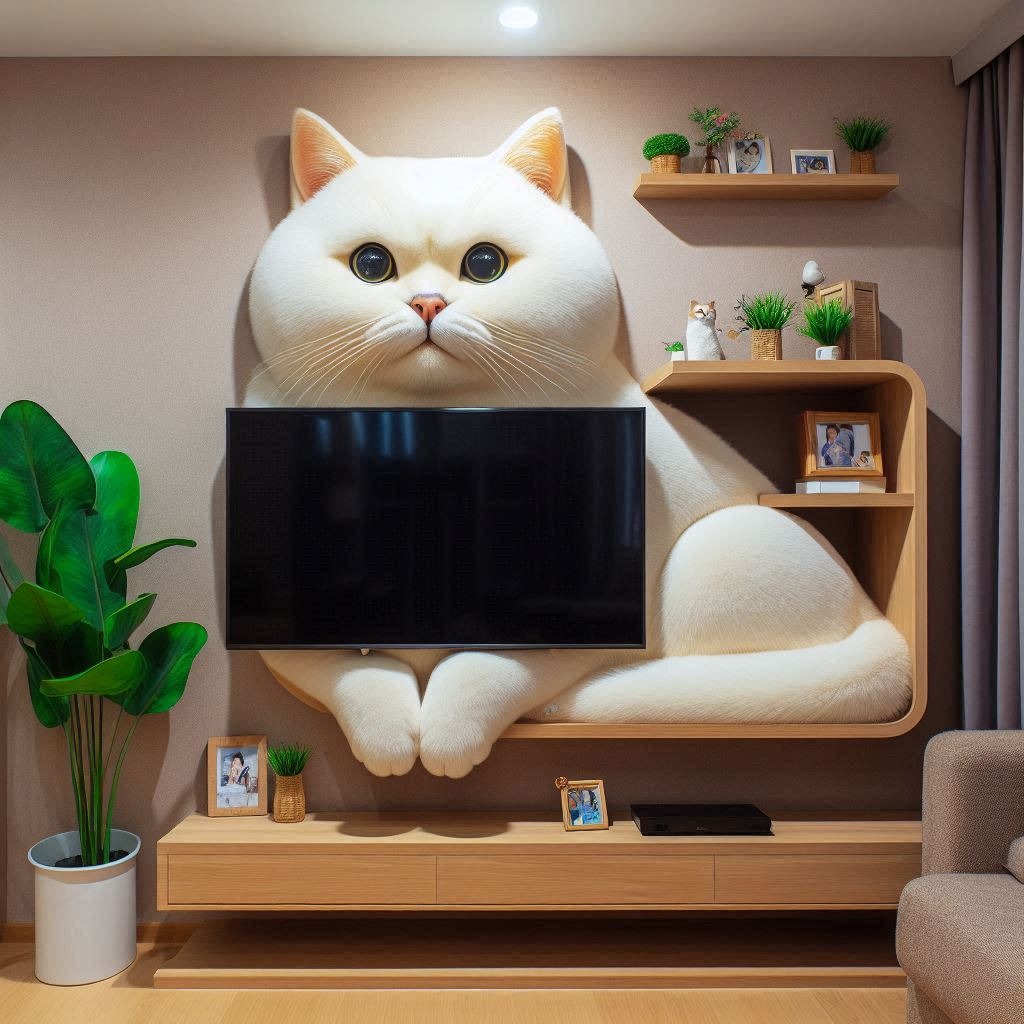 Purr-fectly Stylish: TV Shelves Inspired by Cat Shapes