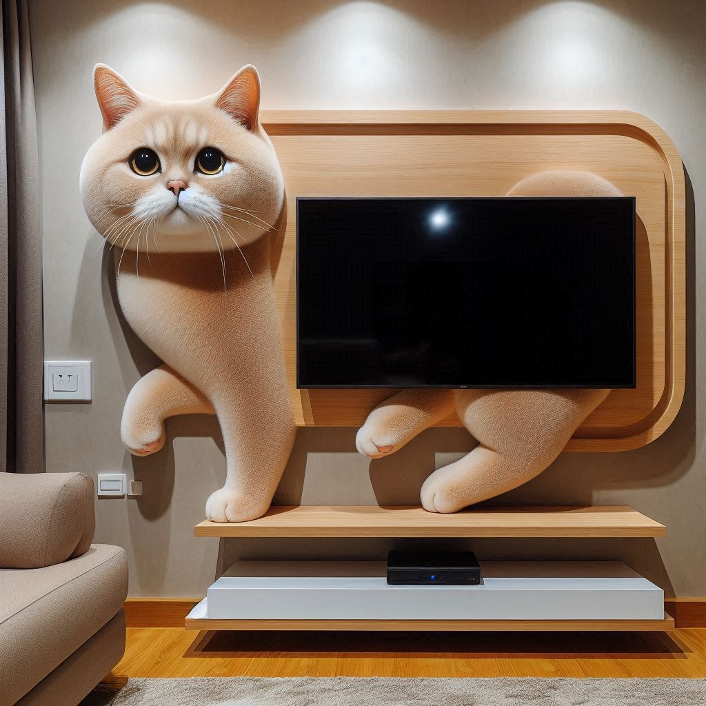 Purr-fectly Stylish: TV Shelves Inspired by Cat Shapes