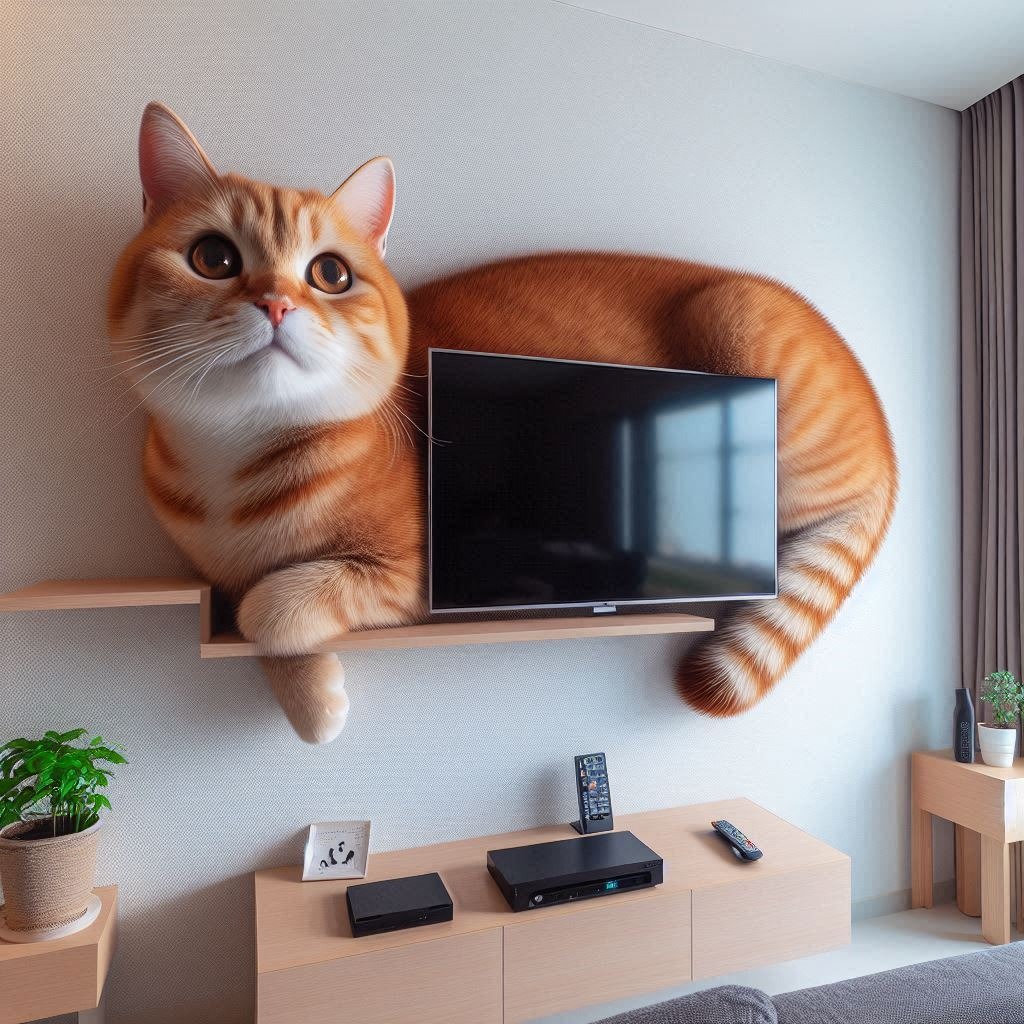 Purr-fectly Stylish: TV Shelves Inspired by Cat Shapes