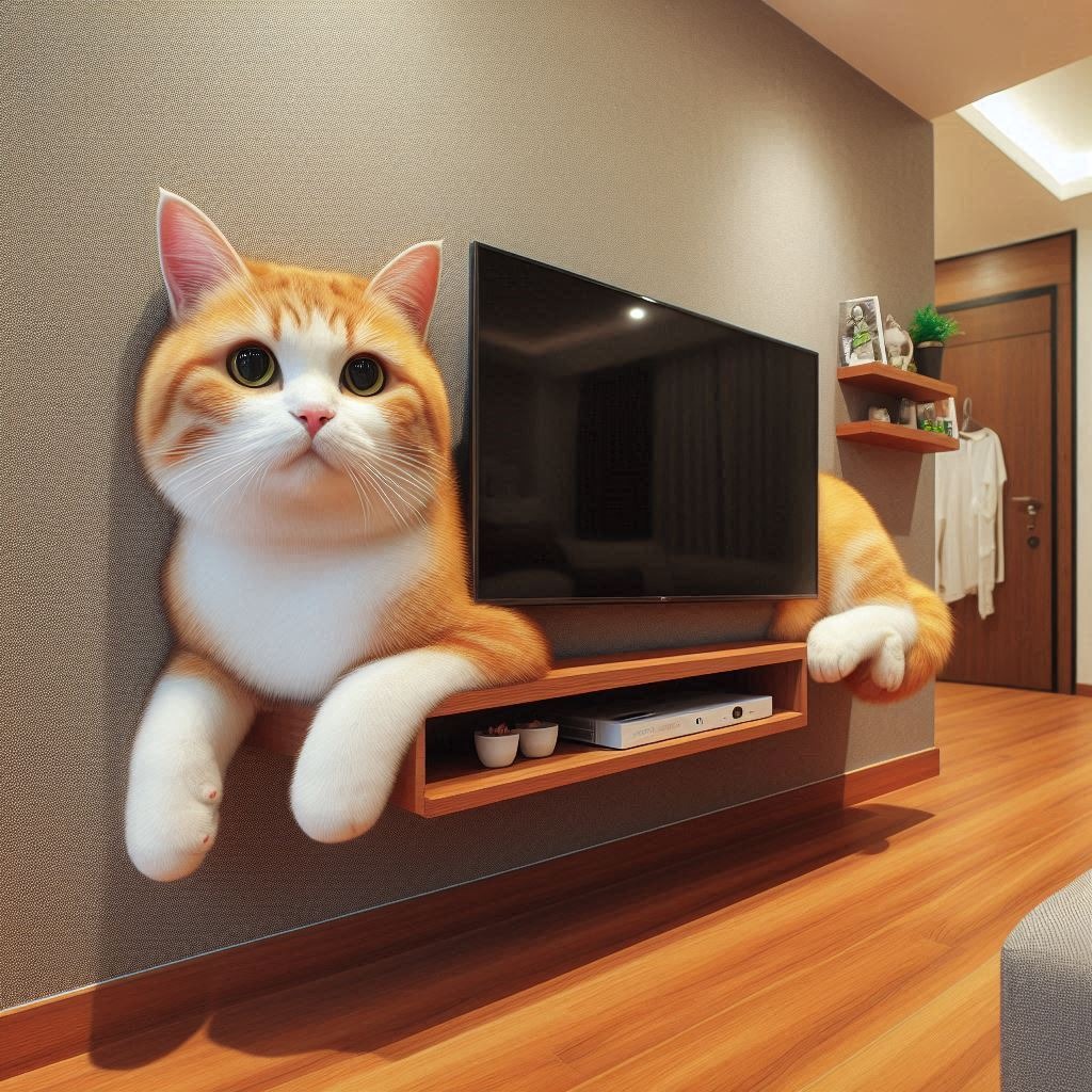 Purr-fectly Stylish: TV Shelves Inspired by Cat Shapes