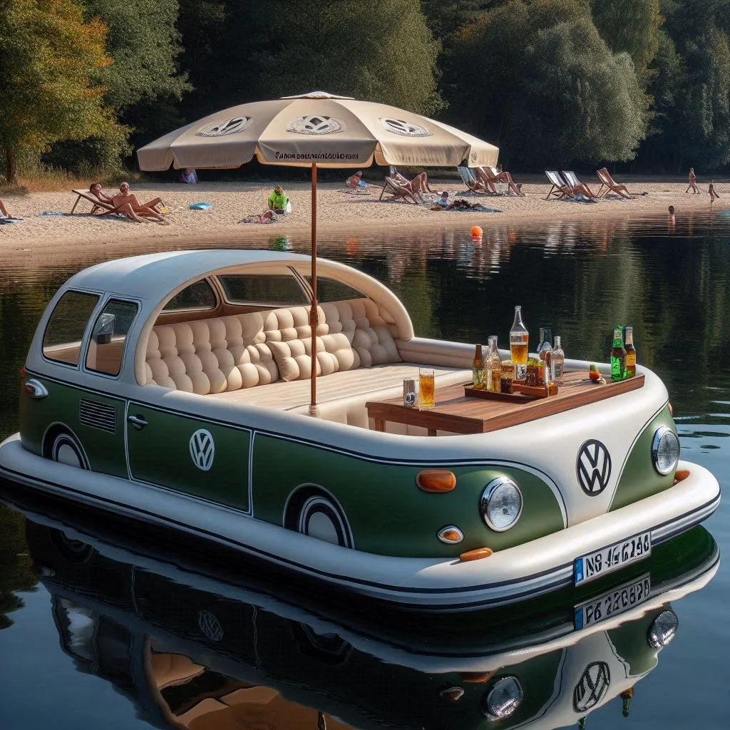 Float in Retro Charm: Experience the Volkswagen Bus Inflatable Lounge Boat