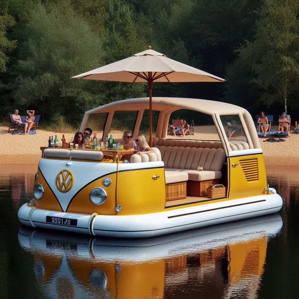 Float in Retro Charm: Experience the Volkswagen Bus Inflatable Lounge Boat