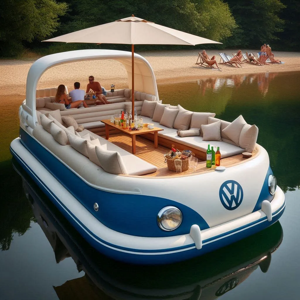 Float in Retro Charm: Experience the Volkswagen Bus Inflatable Lounge Boat