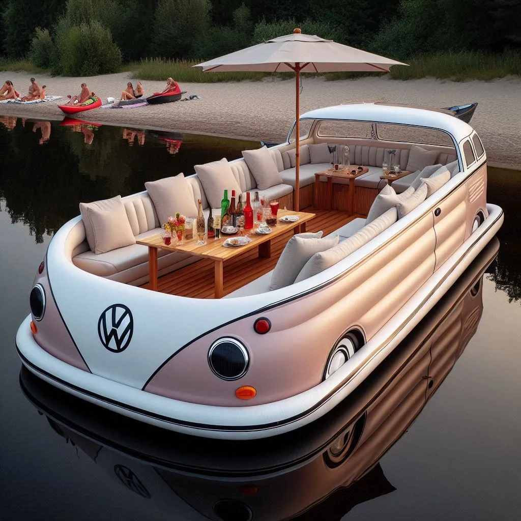 Float in Retro Charm: Experience the Volkswagen Bus Inflatable Lounge Boat