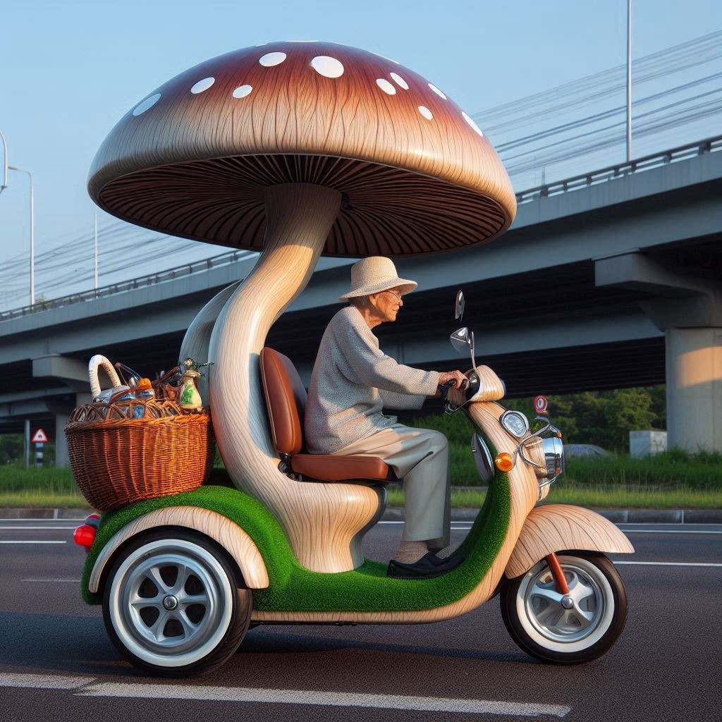 Mushroom-Shaped Scooters: Combining Mobility and Comfort for Elderly Shelters