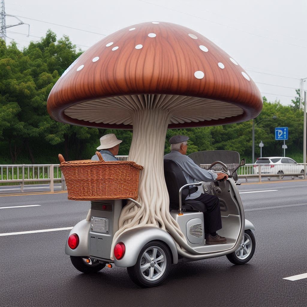 Mushroom-Shaped Scooters: Combining Mobility and Comfort for Elderly Shelters