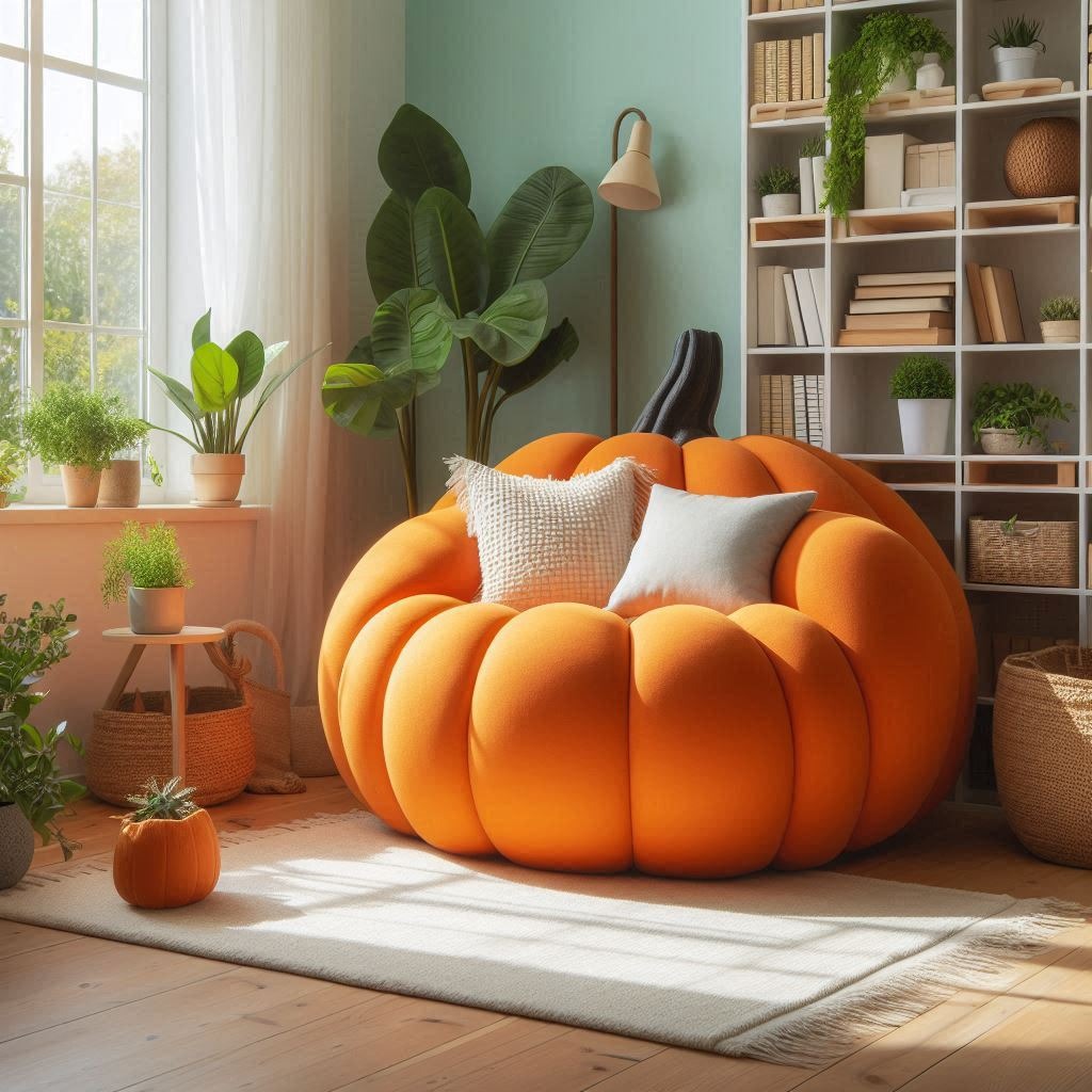 Pumpkin Porch Loungers: Relax in Style with Cozy Pumpkin-Shaped Seating for Your Porch