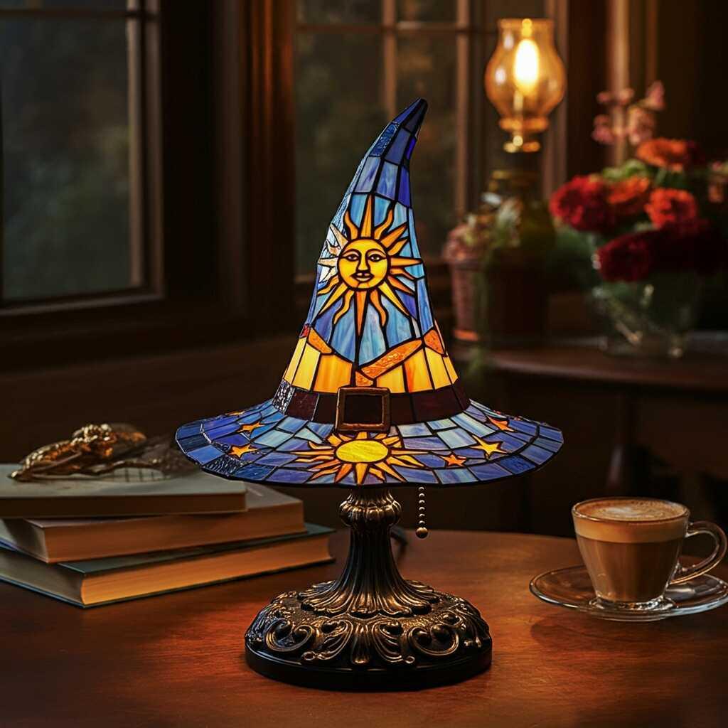 Who Stained Glass Witch Hat Lamp