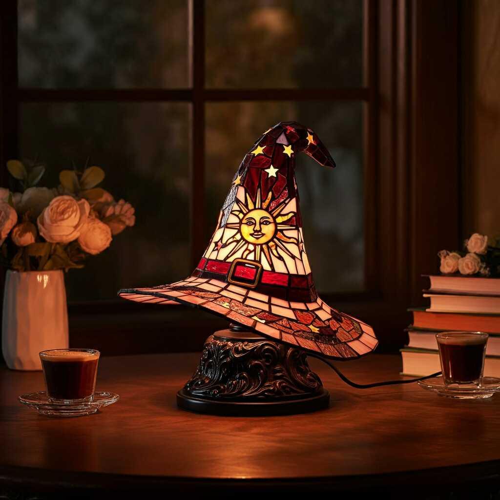 Tips Stained Glass Witch Hat Lamp