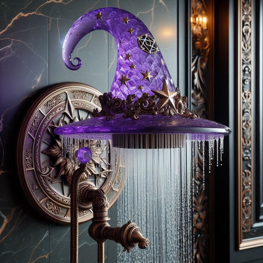 Bathe in Magic: The Amethyst Crystal Witch Hat Shower for a Mystical Bathroom Experience