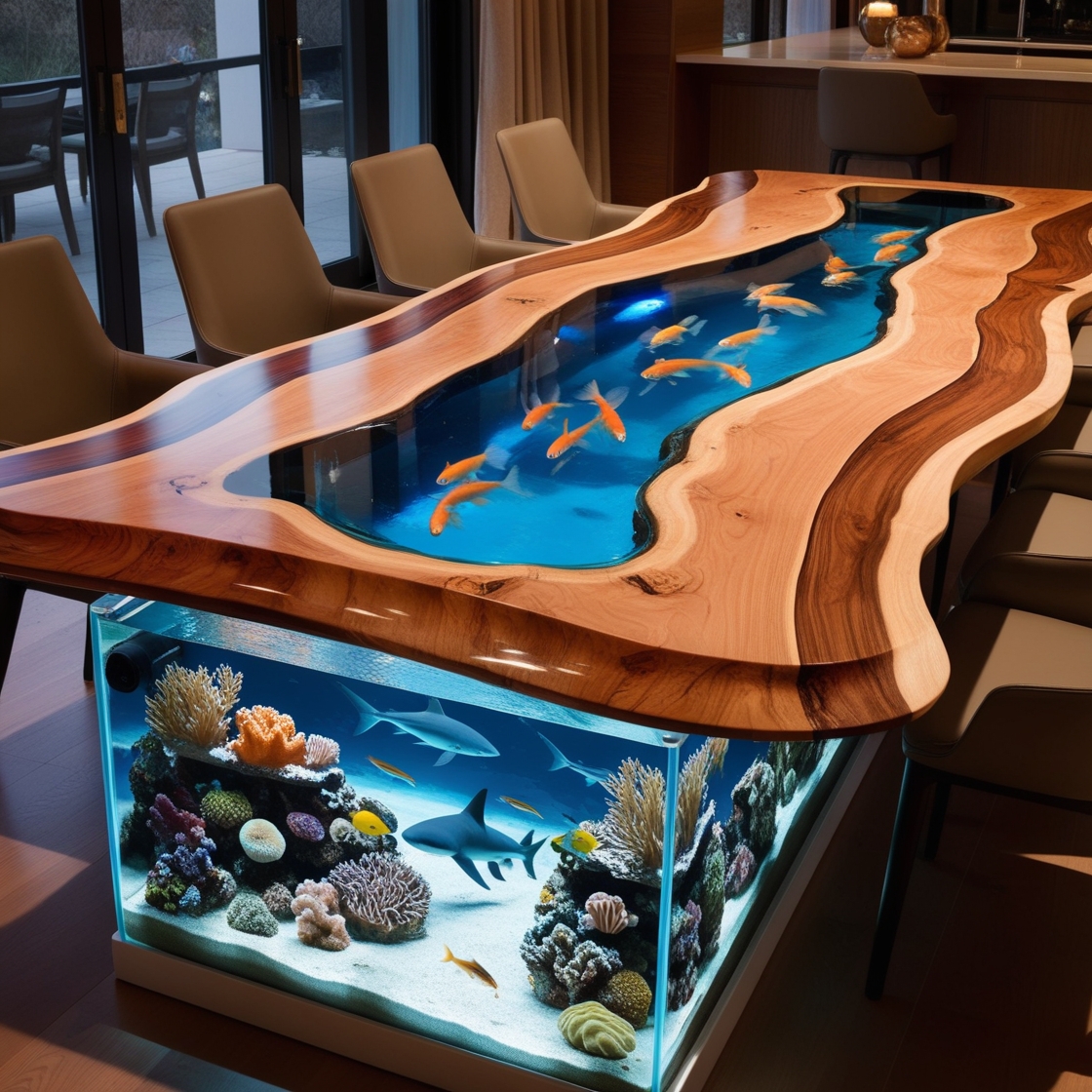 Dive into Elegance: Transform Your Space with Aquarium Dining Tables