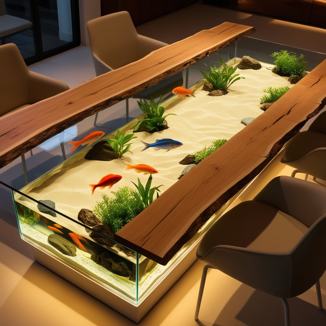 Dive into Elegance: Transform Your Space with Aquarium Dining Tables