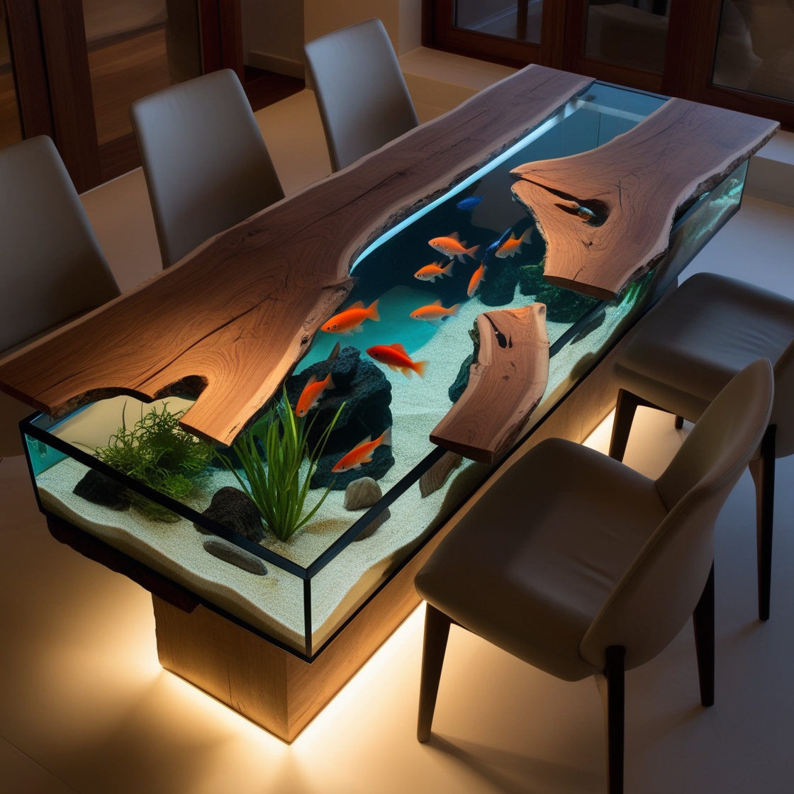 Dive into Elegance: Transform Your Space with Aquarium Dining Tables