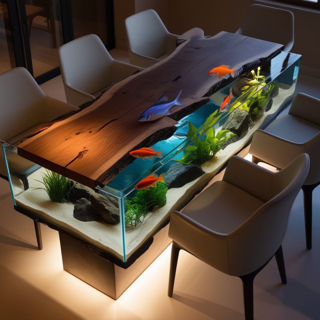 Dive into Elegance: Transform Your Space with Aquarium Dining Tables