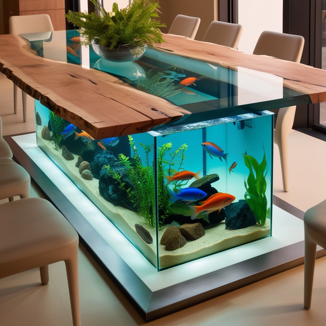 Dive into Elegance: Transform Your Space with Aquarium Dining Tables