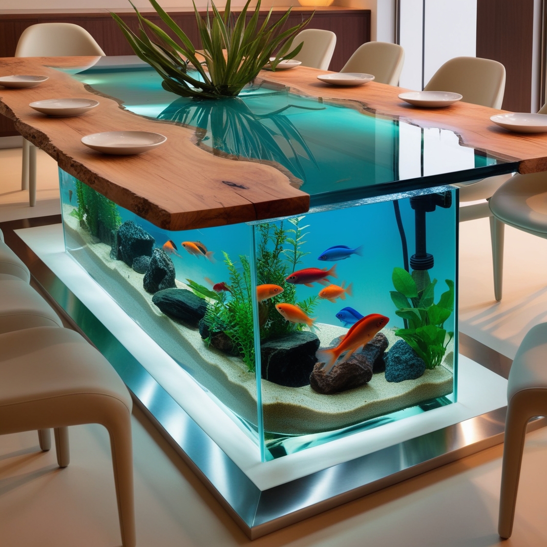 Dive into Elegance: Transform Your Space with Aquarium Dining Tables