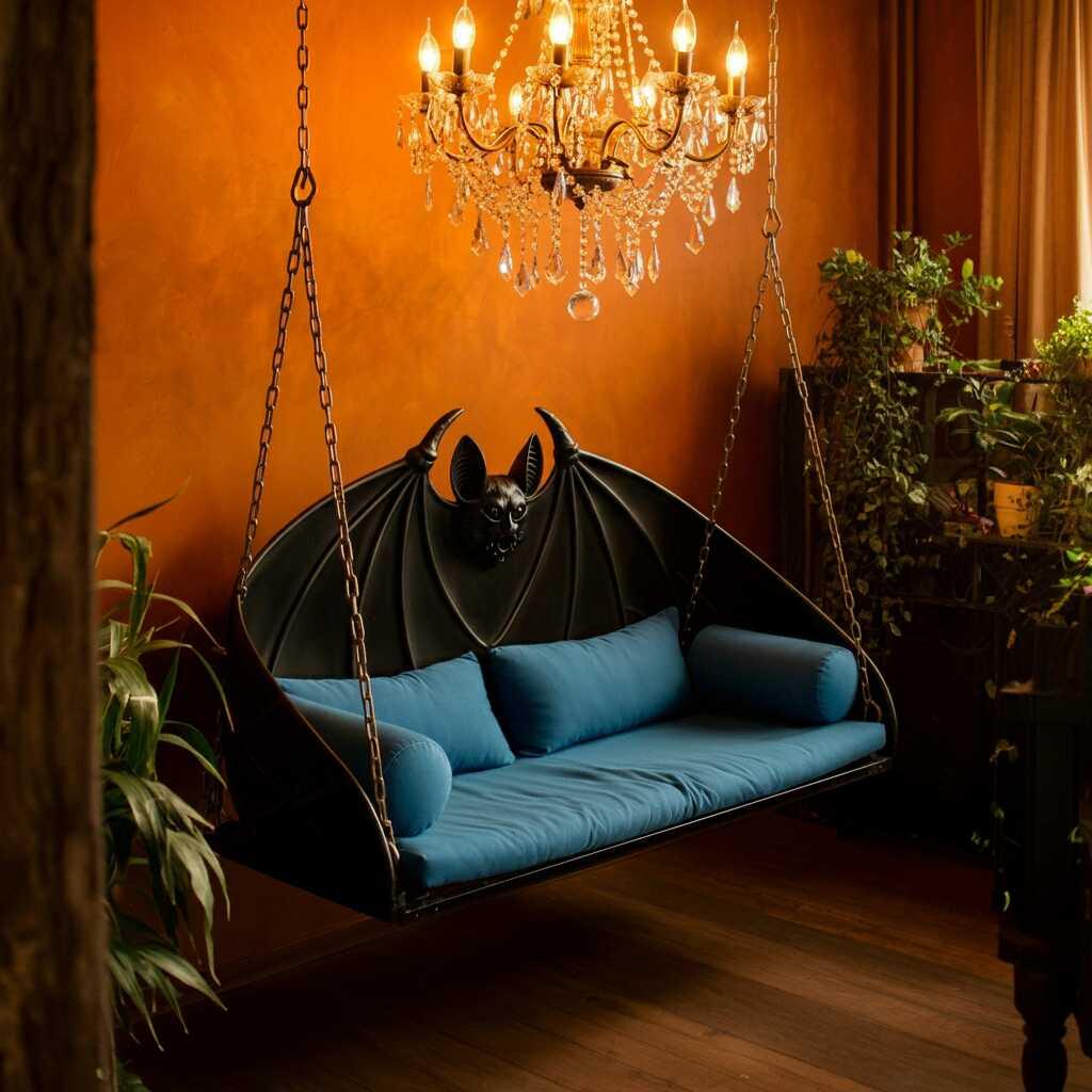 Embrace the Night: Add a Gothic Twist to Your Play Area with Bat Shaped Swings