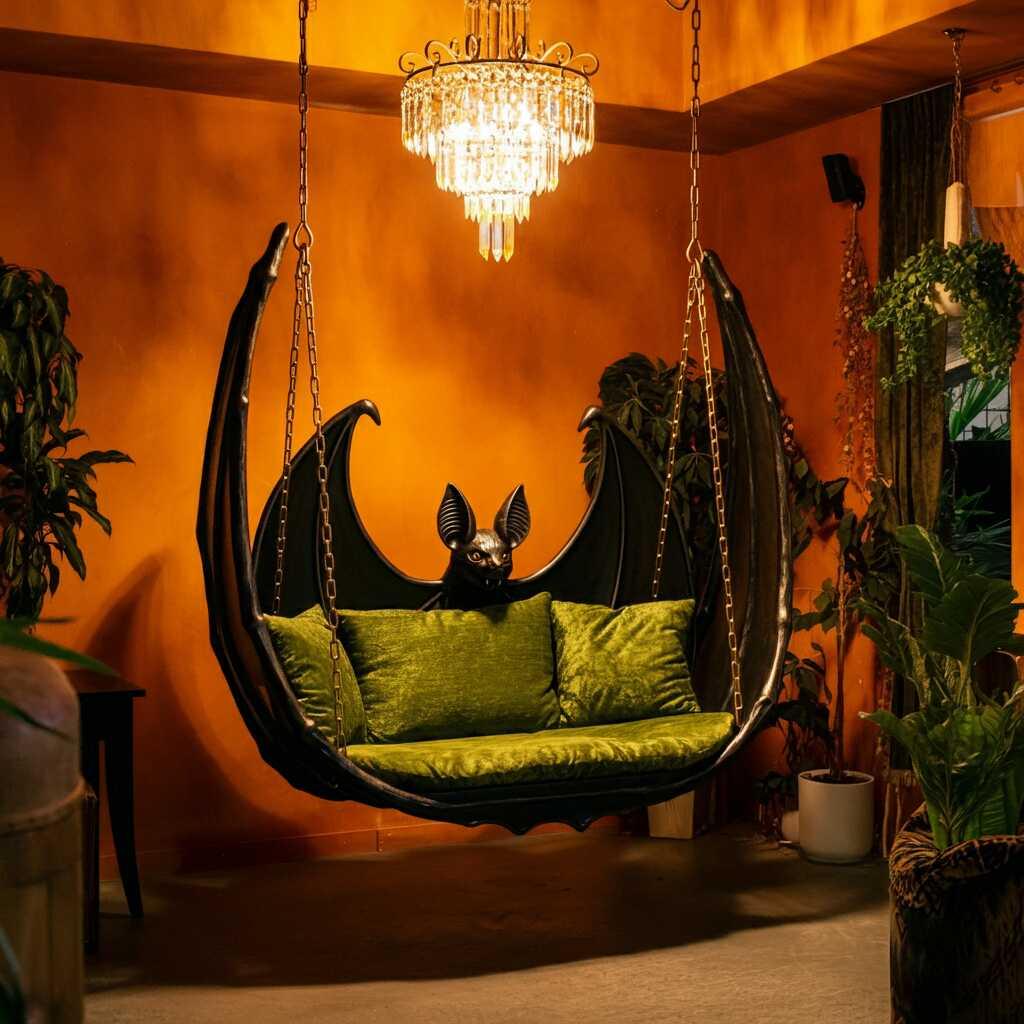 Embrace the Night: Add a Gothic Twist to Your Play Area with Bat Shaped Swings