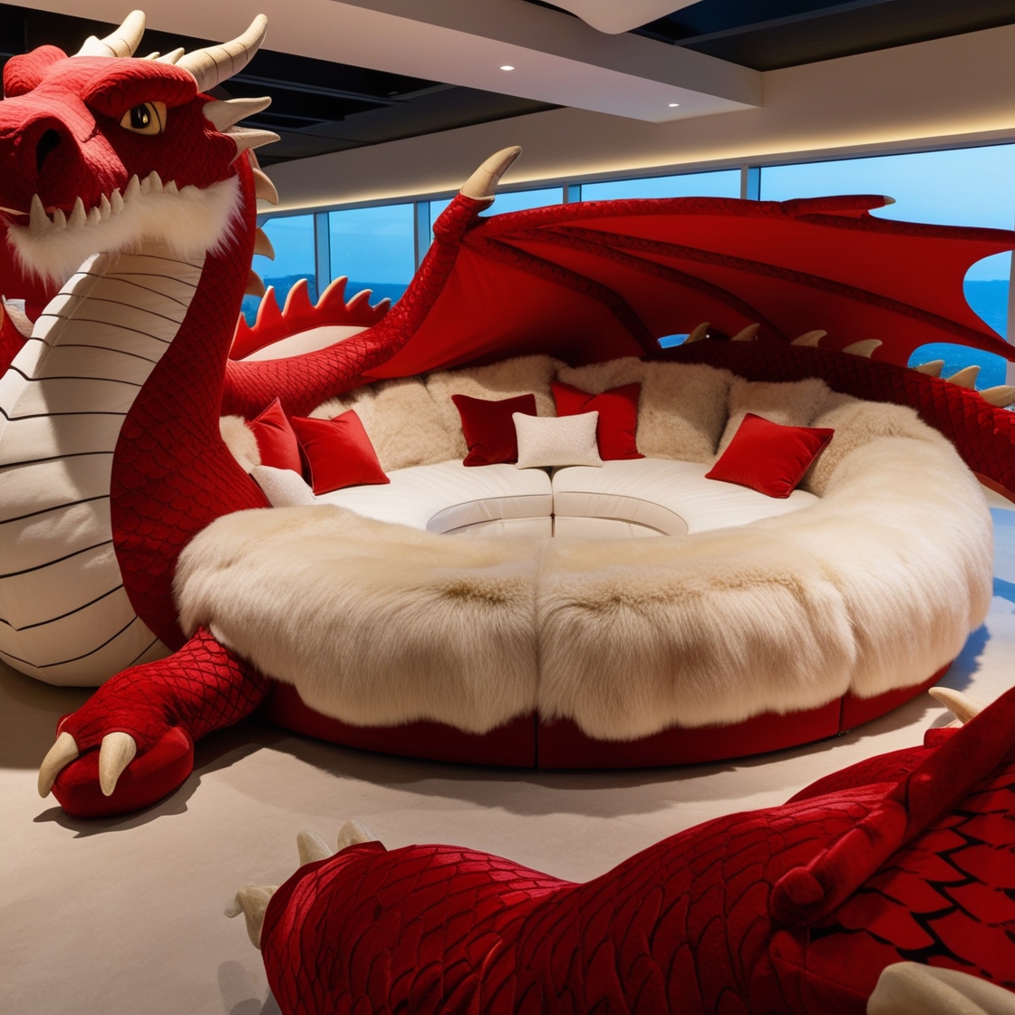 Relax in Ultimate Comfort: Experience the Magic of Giant Fur Dragon Loungers