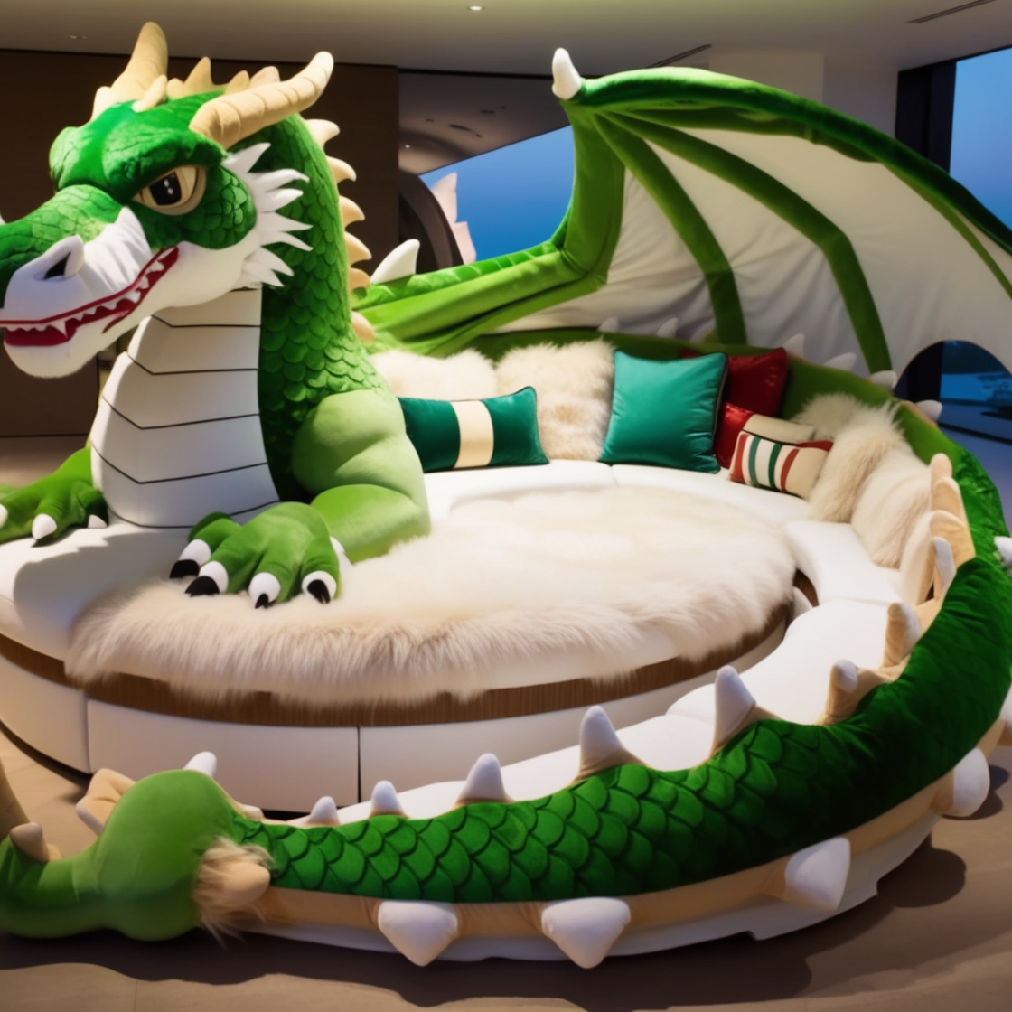 Relax in Ultimate Comfort: Experience the Magic of Giant Fur Dragon Loungers