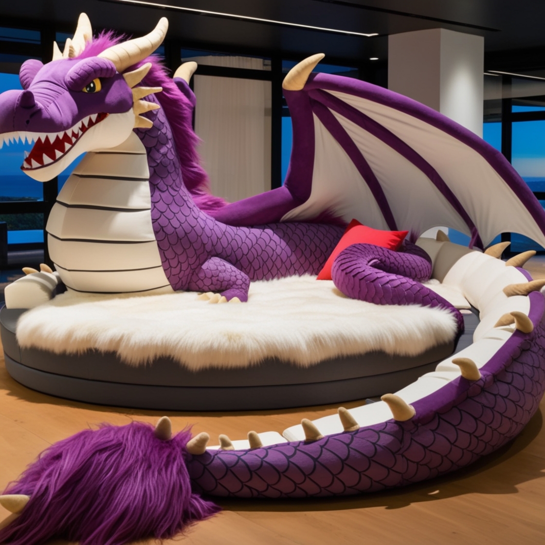 Relax in Ultimate Comfort: Experience the Magic of Giant Fur Dragon Loungers