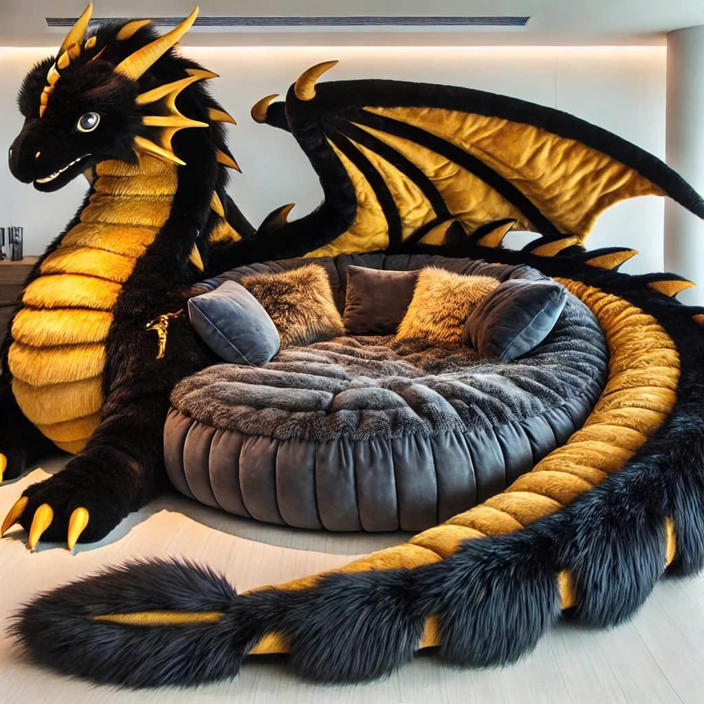 Relax in Ultimate Comfort: Experience the Magic of Giant Fur Dragon Loungers