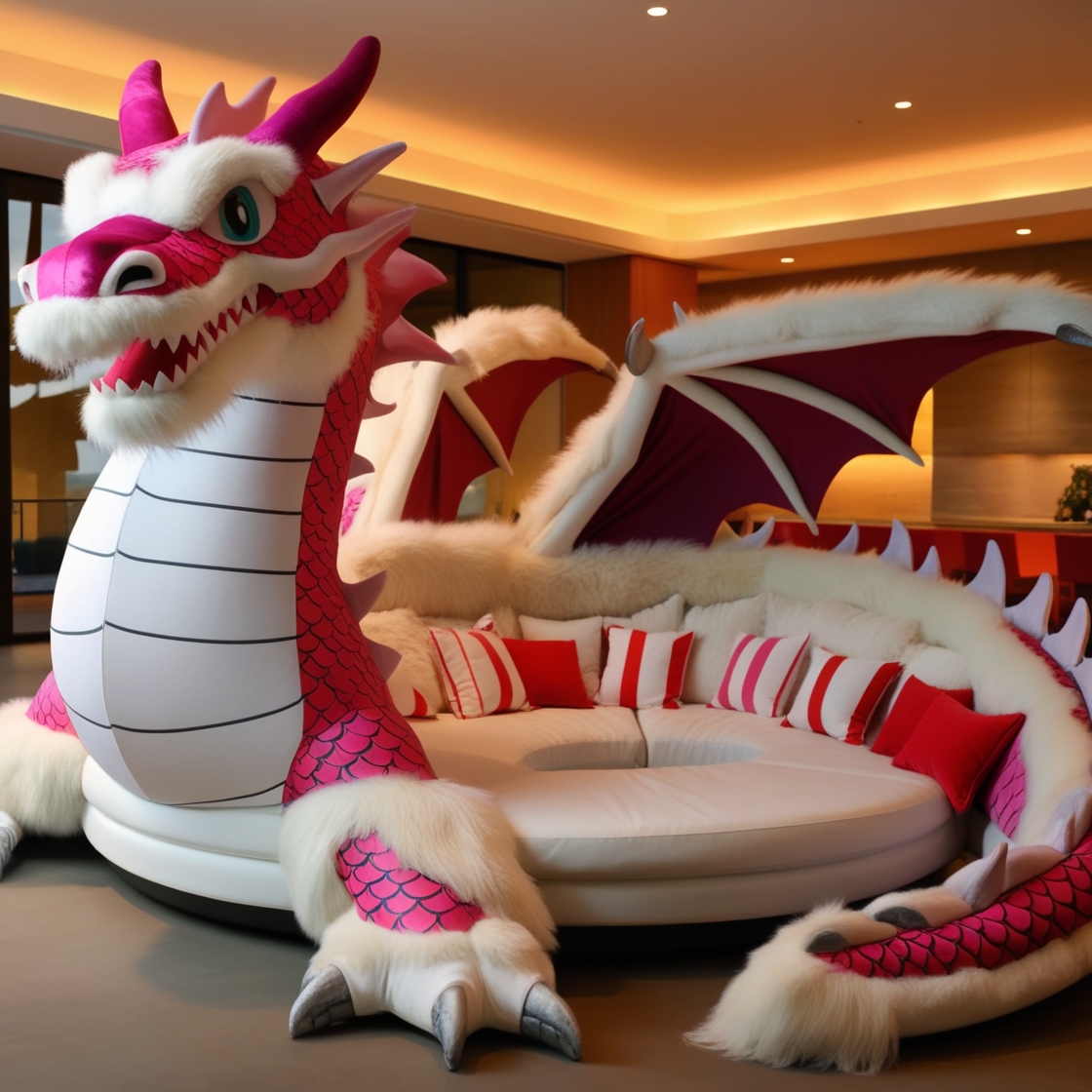 Relax in Ultimate Comfort: Experience the Magic of Giant Fur Dragon Loungers