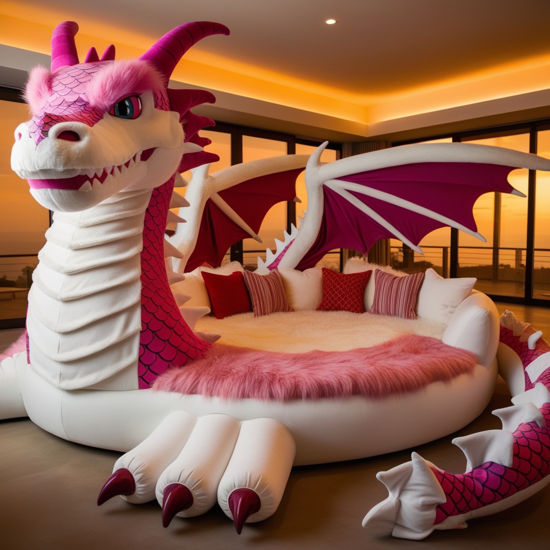 Relax in Ultimate Comfort: Experience the Magic of Giant Fur Dragon Loungers