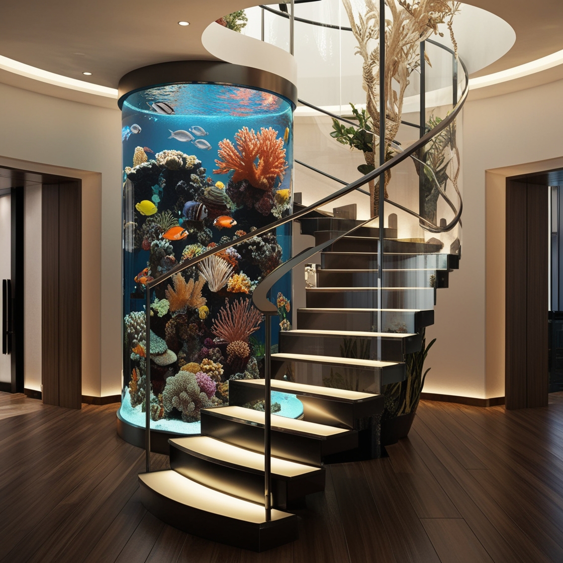 Dive into Elegance: Transform Your Space with a Spiral Staircase Aquarium