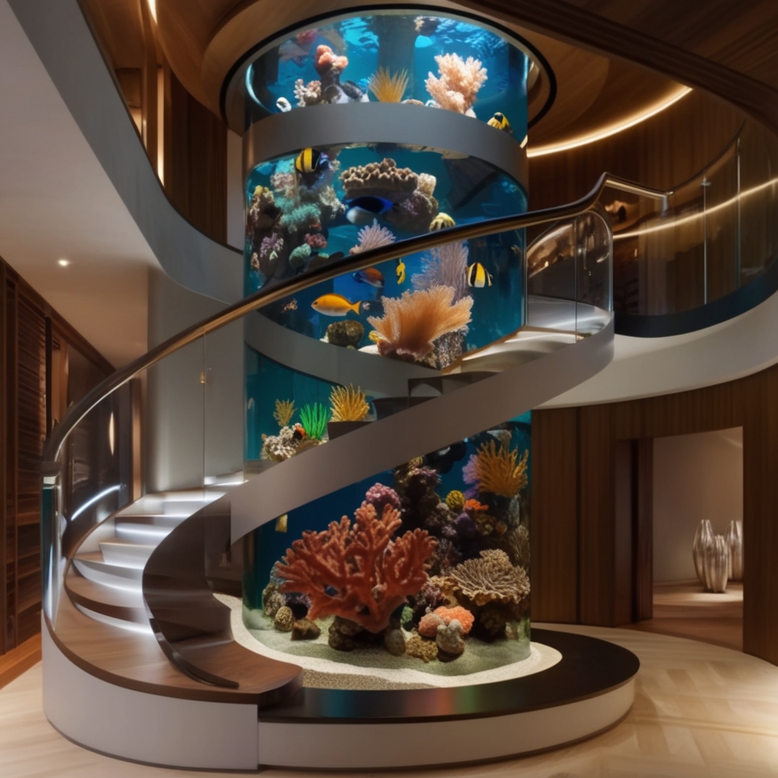 Dive into Elegance: Transform Your Space with a Spiral Staircase Aquarium