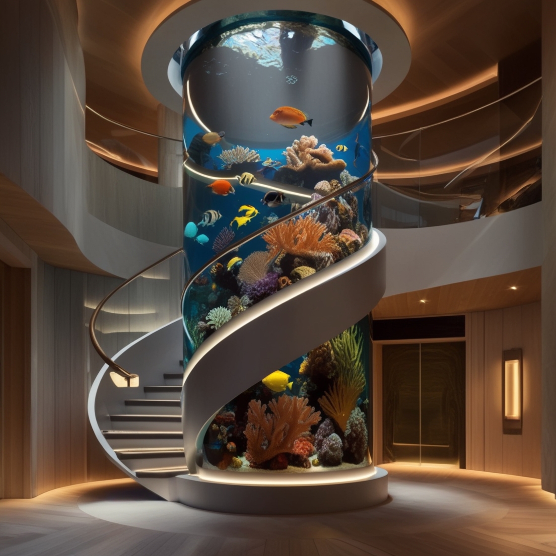 Dive into Elegance: Transform Your Space with a Spiral Staircase Aquarium