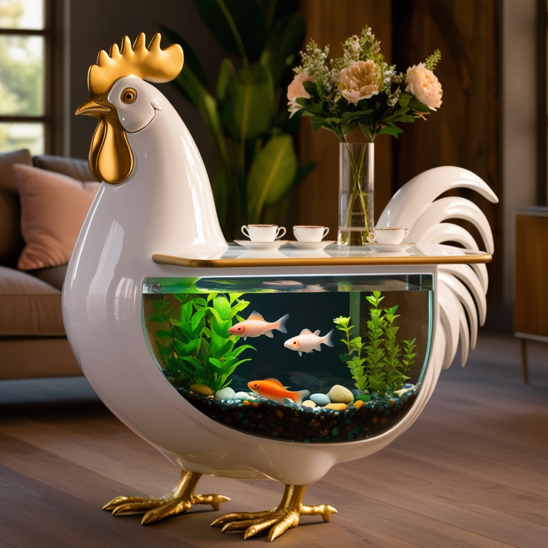 Bring Nature Indoors: Discover the Elegance of Rooster Aquarium Coffee Tables