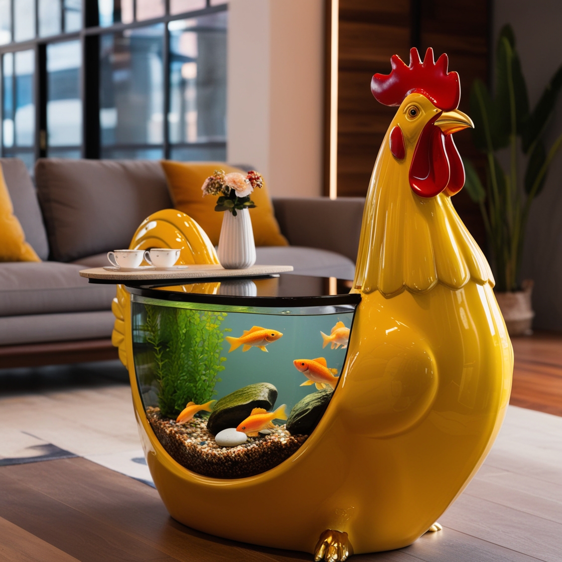 Bring Nature Indoors: Discover the Elegance of Rooster Aquarium Coffee Tables