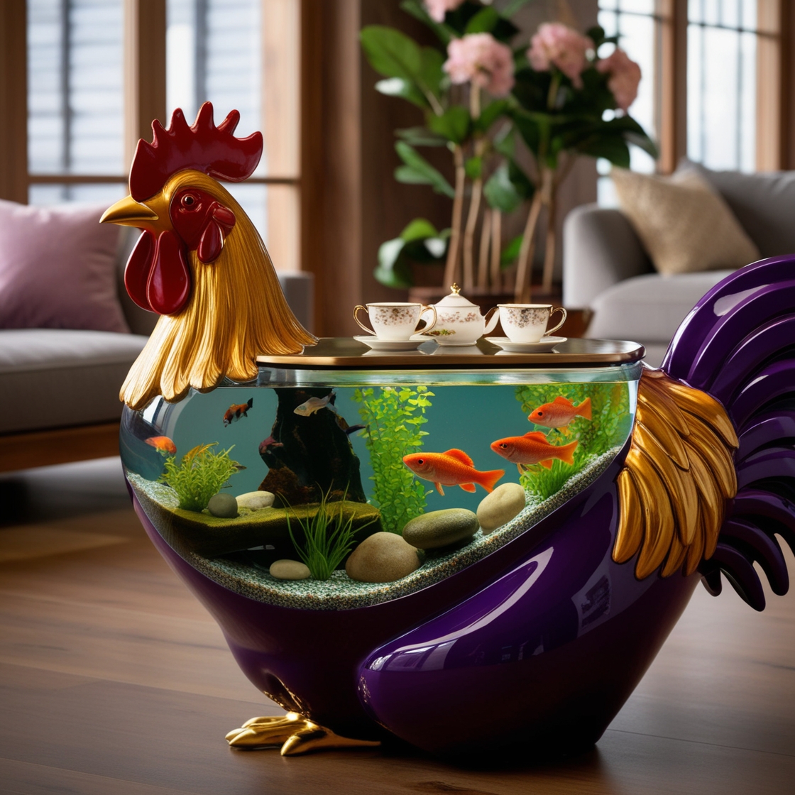 Bring Nature Indoors: Discover the Elegance of Rooster Aquarium Coffee Tables