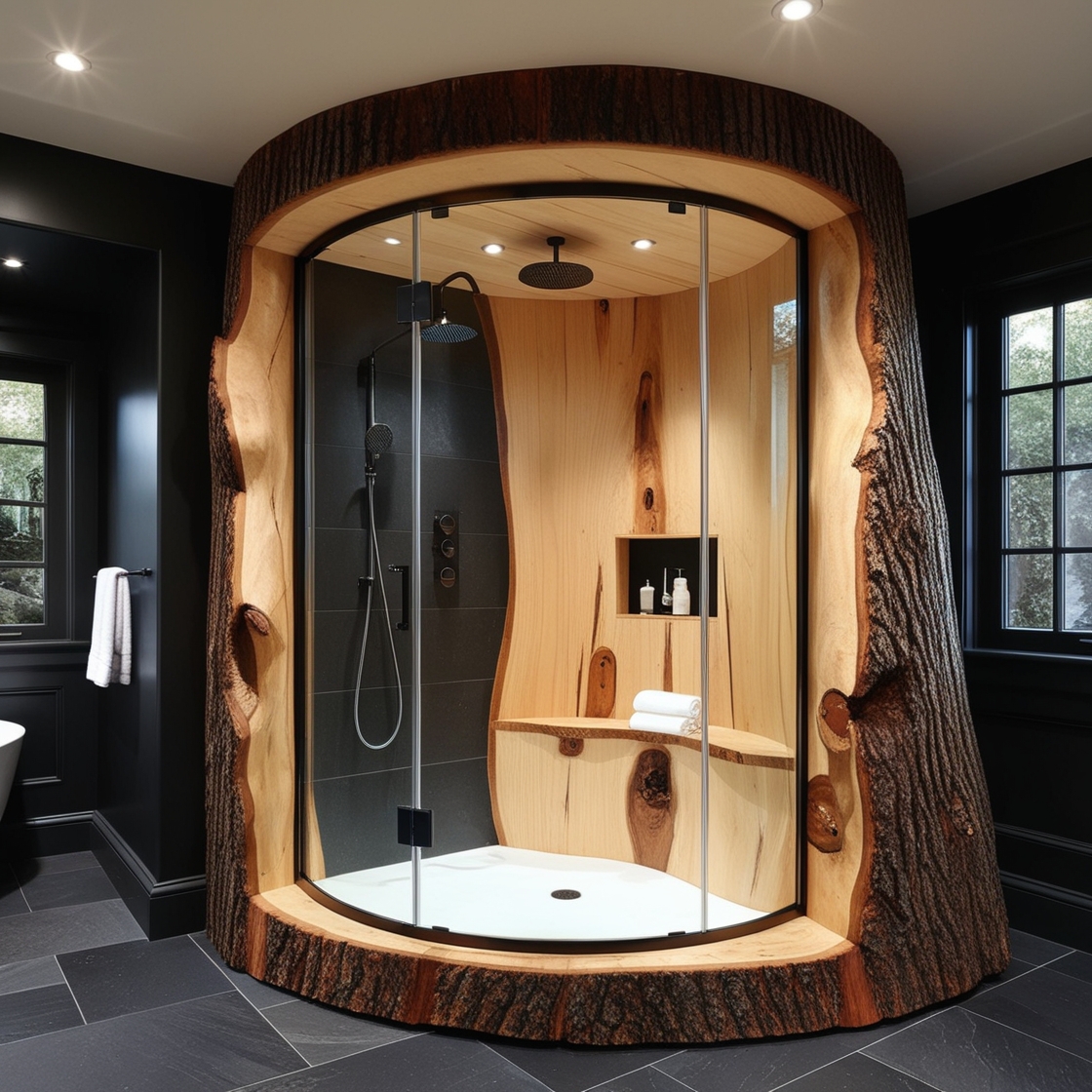 Connect with the Outdoors: Experience the Rustic Charm of Tree Trunk Showers